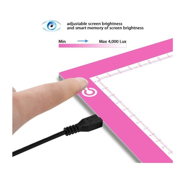 Portable A4 LED Light Tracing Box, Pink Adjustable USB 14.2"L x 0.2"W x 10.6"H - Picture 6 of 8